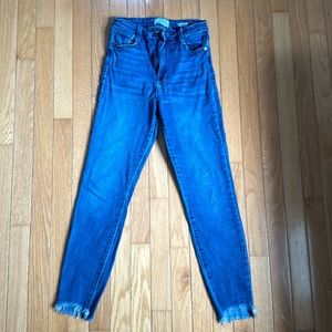L.T.J High Waisted Jeans (Medium Wash) Frayed Bottoms